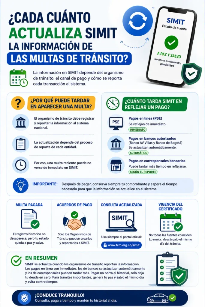 ¿Cada cuánto actualiza SIMIT la información de las multas de tránsito? Guía completa