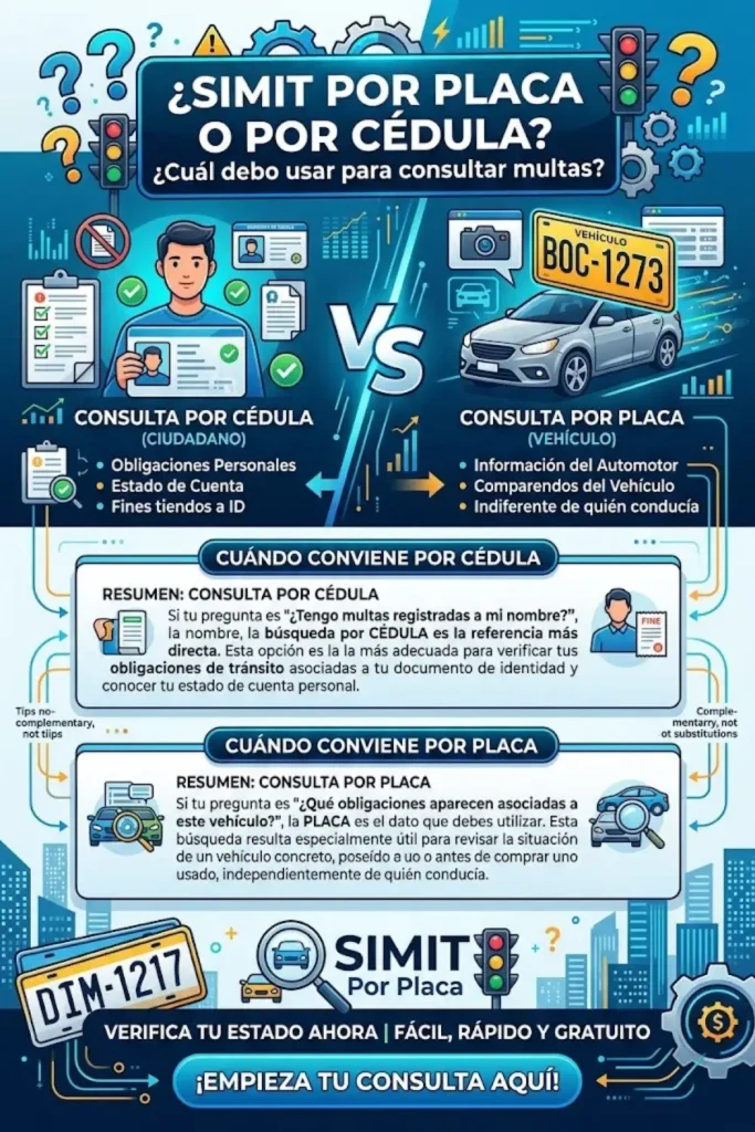 SIMIT por Placa o por Cédula: ¿Cuál Debo Usar para Consultar Multas?