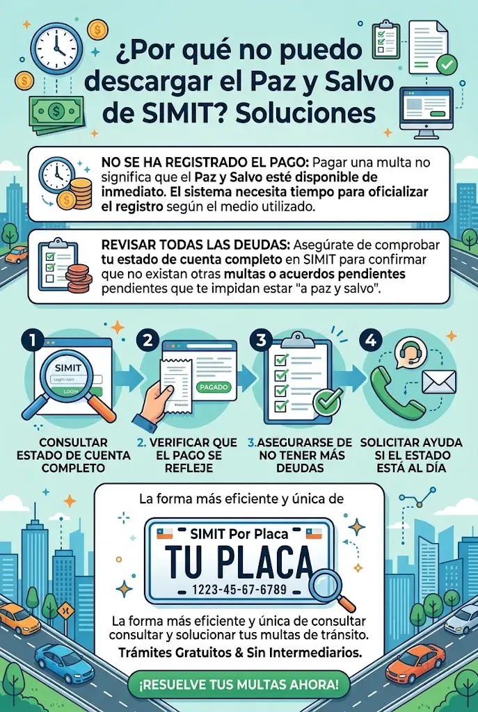 ¿Por qué no puedo descargar el Paz y Salvo de SIMIT? Soluciones