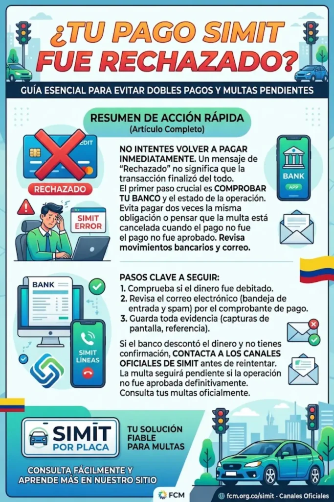 ¿Qué hacer si el pago de una multa SIMIT fue rechazado?