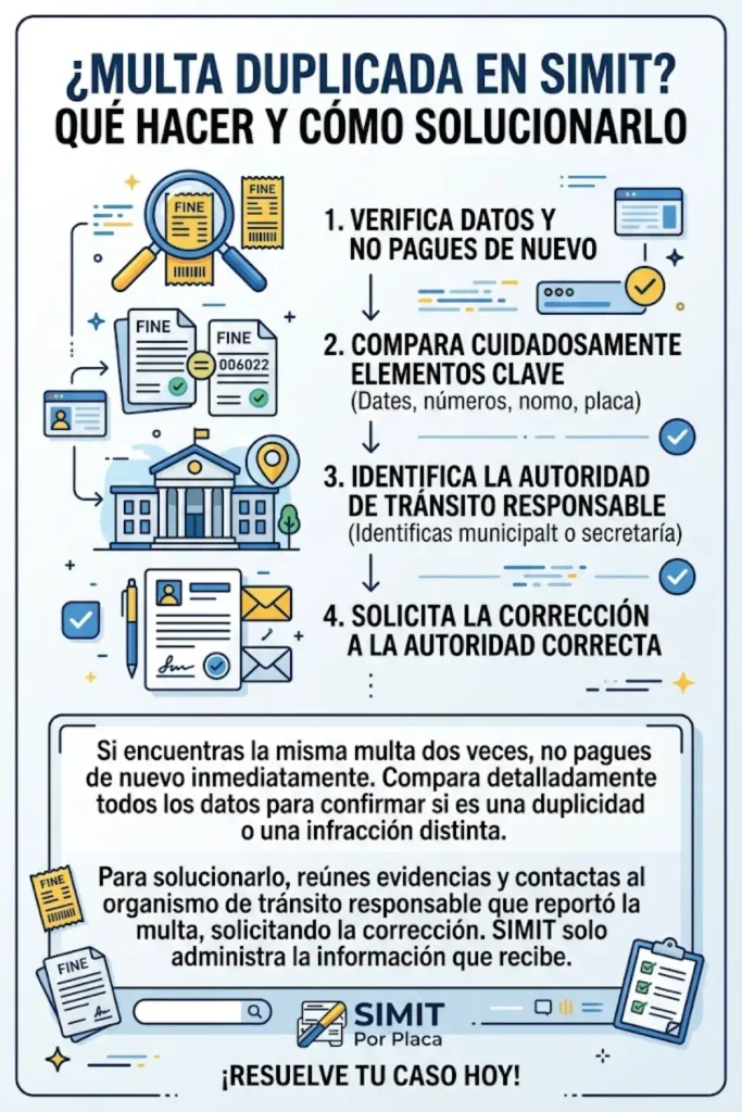 ¿Qué hacer si una multa aparece duplicada en SIMIT?