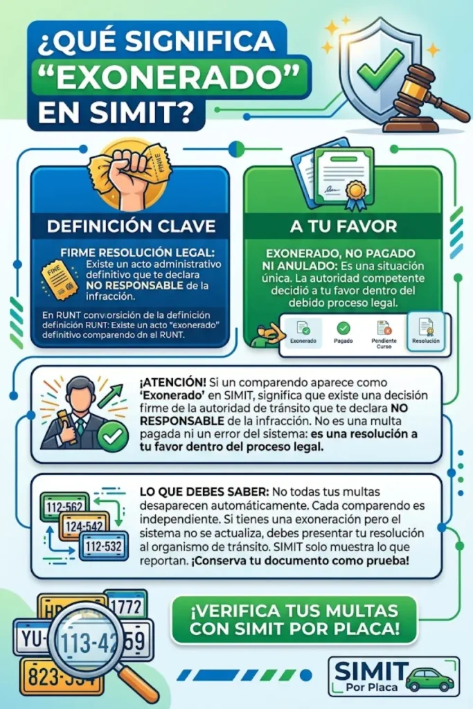 ¿Qué significa “Exonerado” en SIMIT? Guía completa